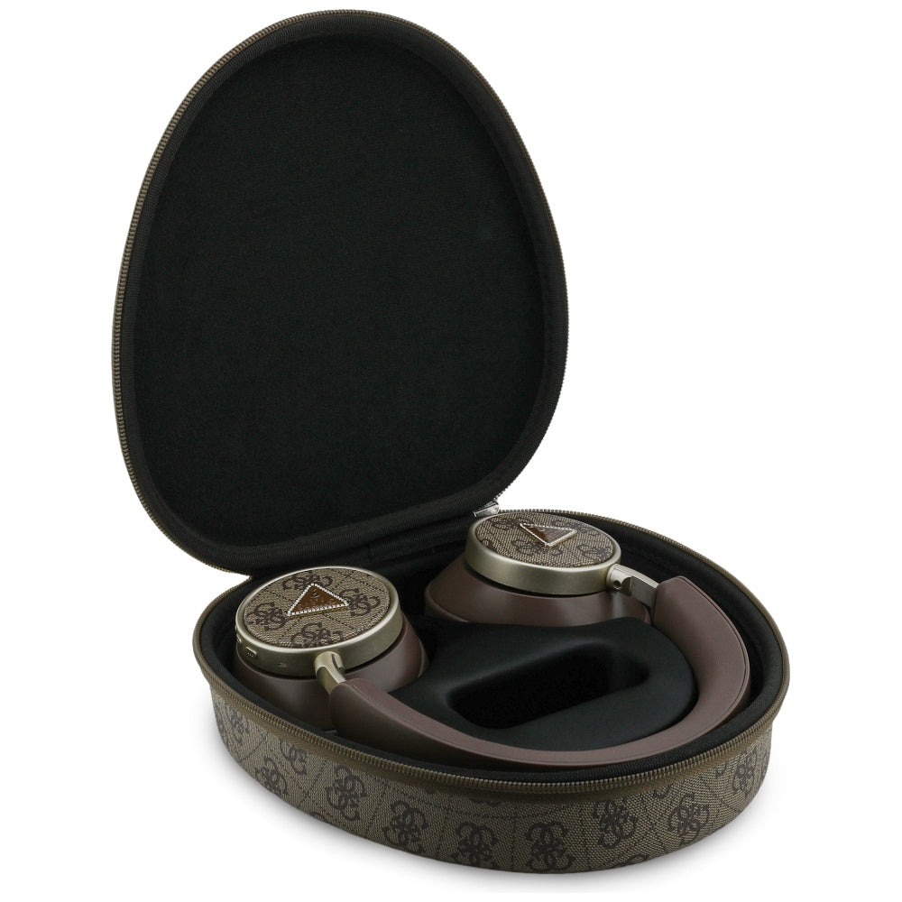 Guess - Wireless Headphones 4G Triangle Logo (GUBHC15P4MRCTW) - Bluetooth, ENC Technology, Over-ear, Eco Leather - Brown