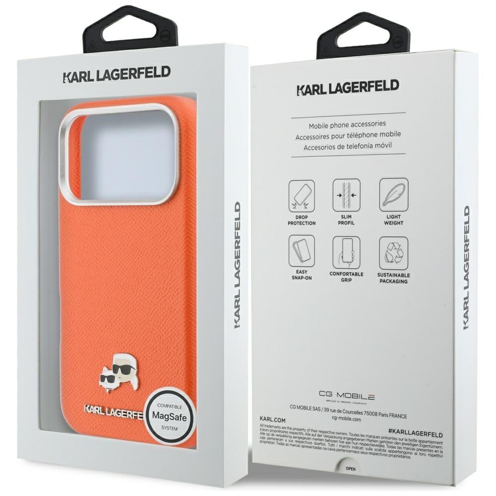 Karl Lagerfeld Husa de protectie Karl Lagerfeld Karl & Choupette Head Pin Saffiano MagSafe (KLHMP17L6PFKCLO) compatibil 