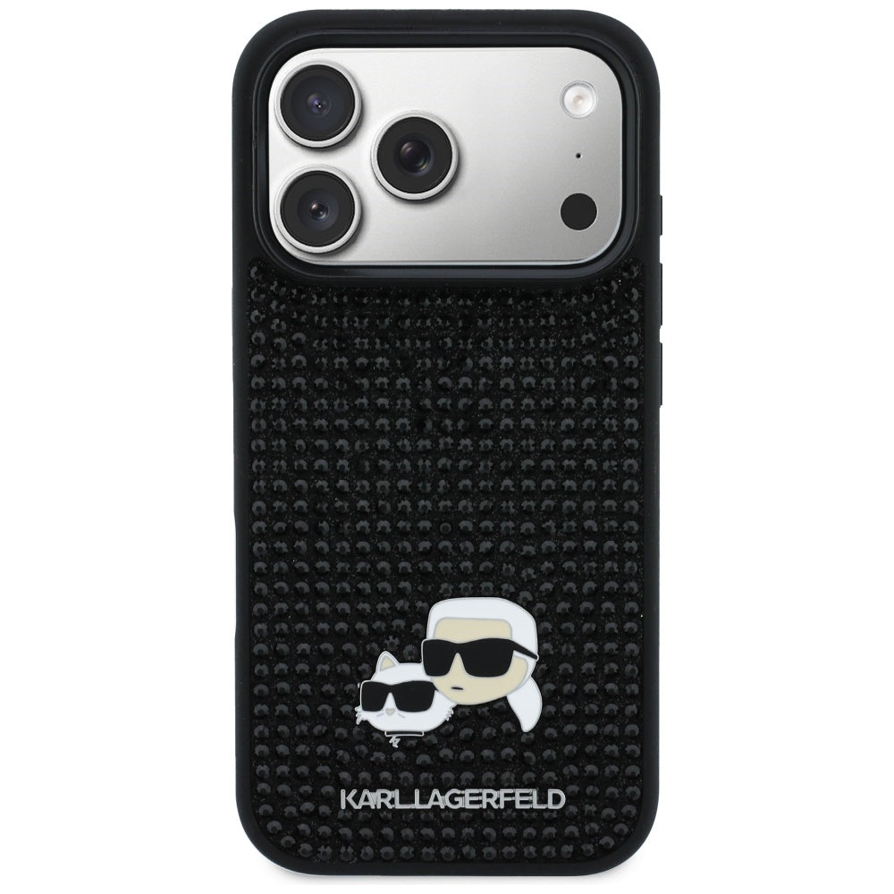 Karl Lagerfeld - Hardcase Rhinestone with K&C Pin (KLHCP17L6PRKCLK) - iPhone 17 Pro - Black