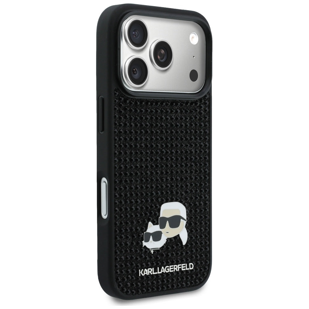 Karl Lagerfeld - Hardcase Rhinestone with K&C Pin (KLHCP17L6PRKCLK) - iPhone 17 Pro - Black