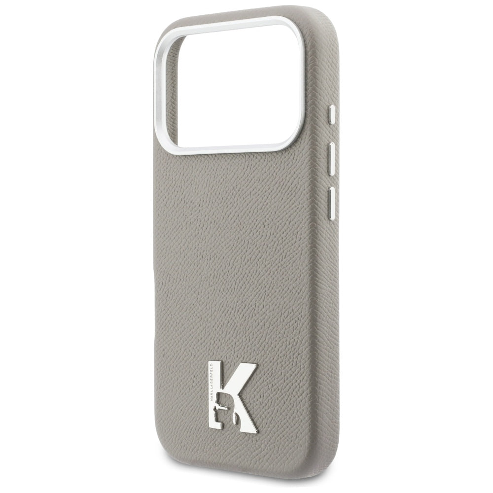 Karl Lagerfeld - Hardcase Leather MagSafe with K Head Logo (KLHMP17L5PGFKHGG) - iPhone 17 Pro - Grey