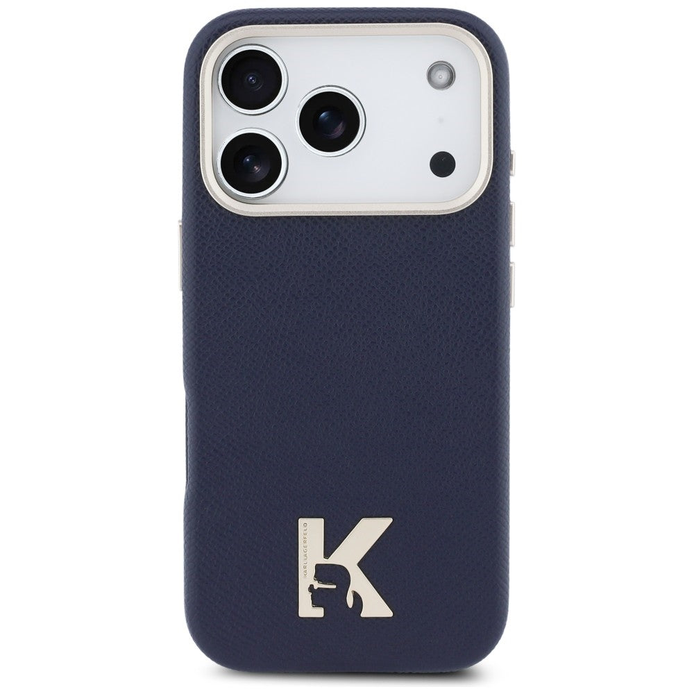 Karl Lagerfeld - Hardcase Leather MagSafe with K Head Logo (KLHMP17L5PGFKHGB) - iPhone 17 Pro - Blue
