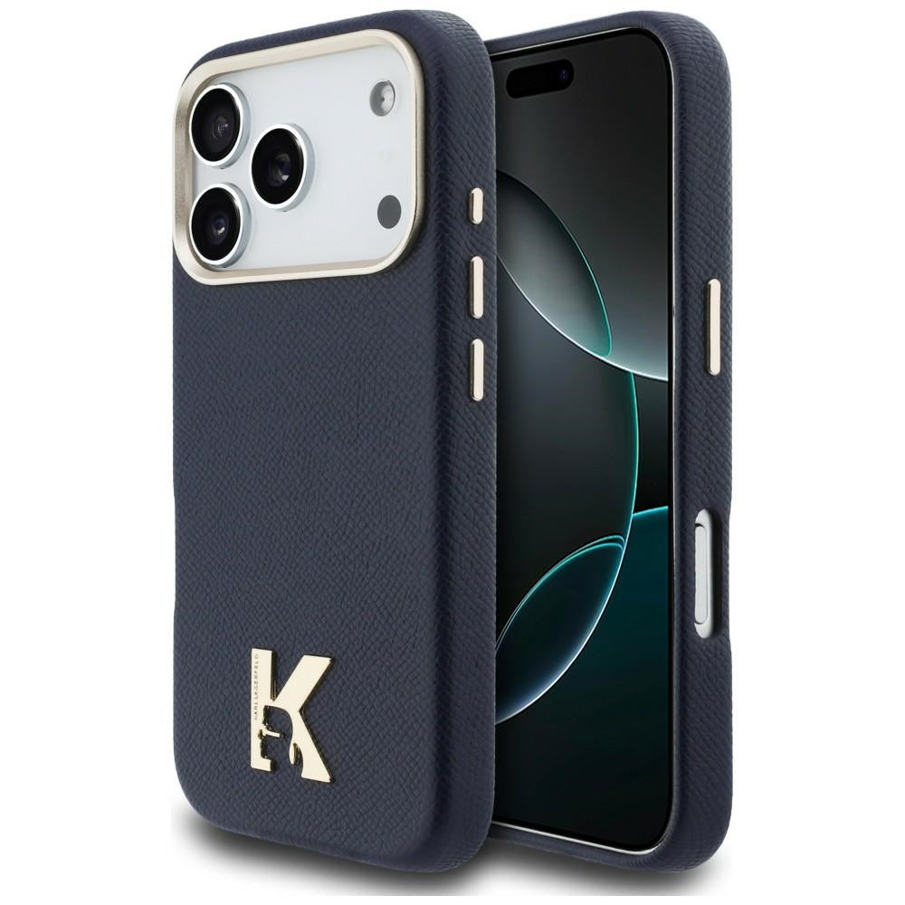 Karl Lagerfeld - Hardcase Leather MagSafe with K Head Logo (KLHMP17L5PGFKHGB) - iPhone 17 Pro - Blue