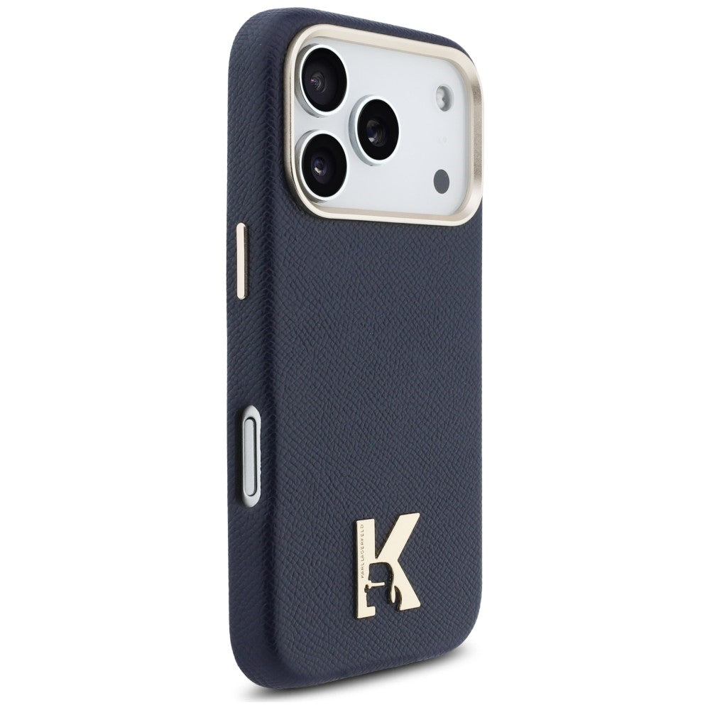 Karl Lagerfeld - Hardcase Leather MagSafe with K Head Logo (KLHMP17L5PGFKHGB) - iPhone 17 Pro - Blue