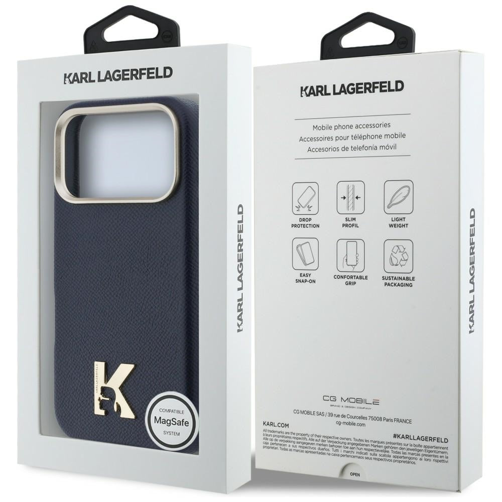 Karl Lagerfeld - Hardcase Leather MagSafe with K Head Logo (KLHMP17L5PGFKHGB) - iPhone 17 Pro - Blue