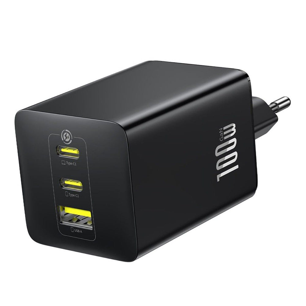 Incarcator Baseus (P10182102123-00), 2x Type-C + USB, 100W, Fast Charger, Negru