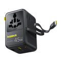 Adaptor Baseus PicoGo AG11 (E0307F00), 2x AC / 2x USB / USB-C, 45W, Negru