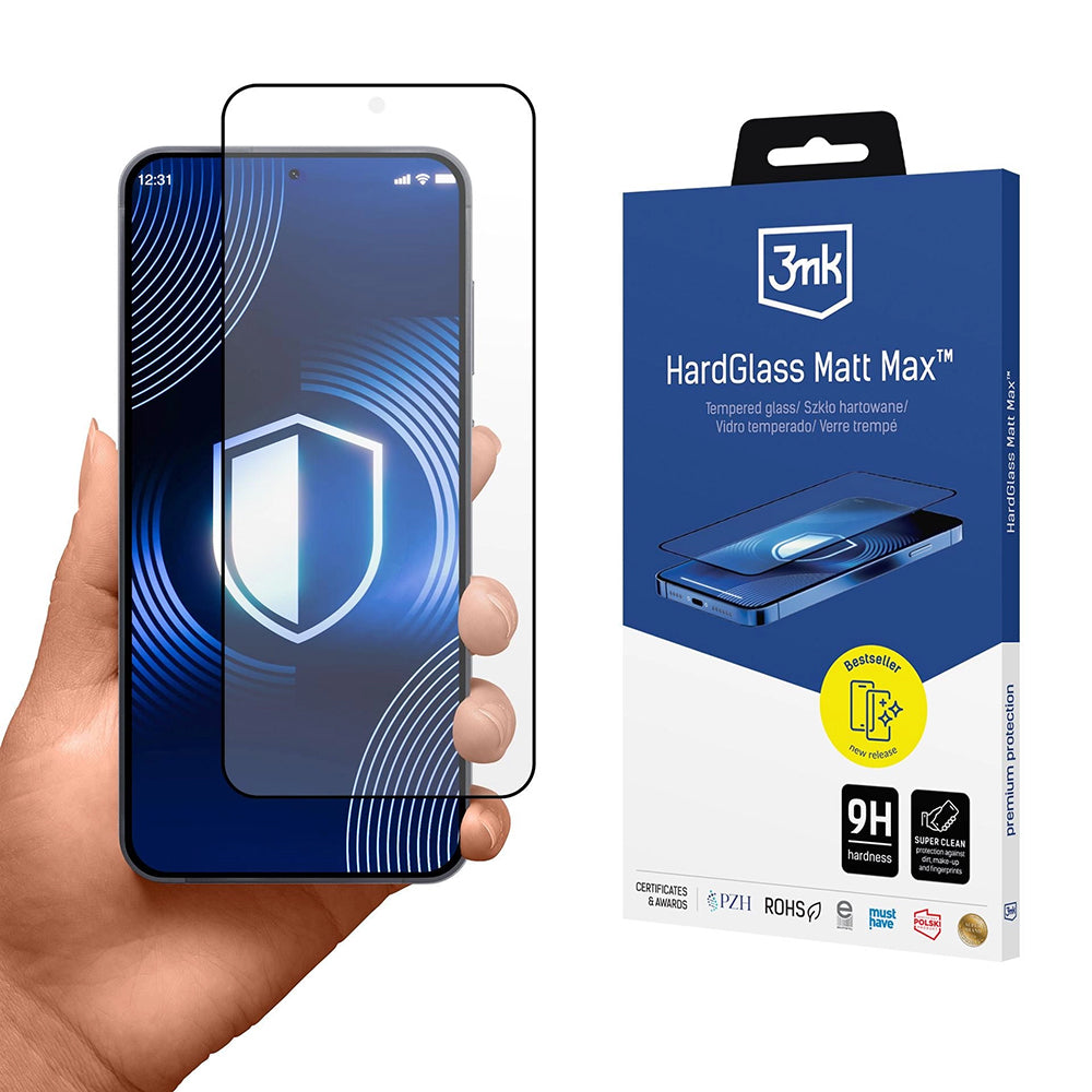 3mk - HardGlass Matt Max Screen Protector - Samsung Galaxy S26 Plus - Black