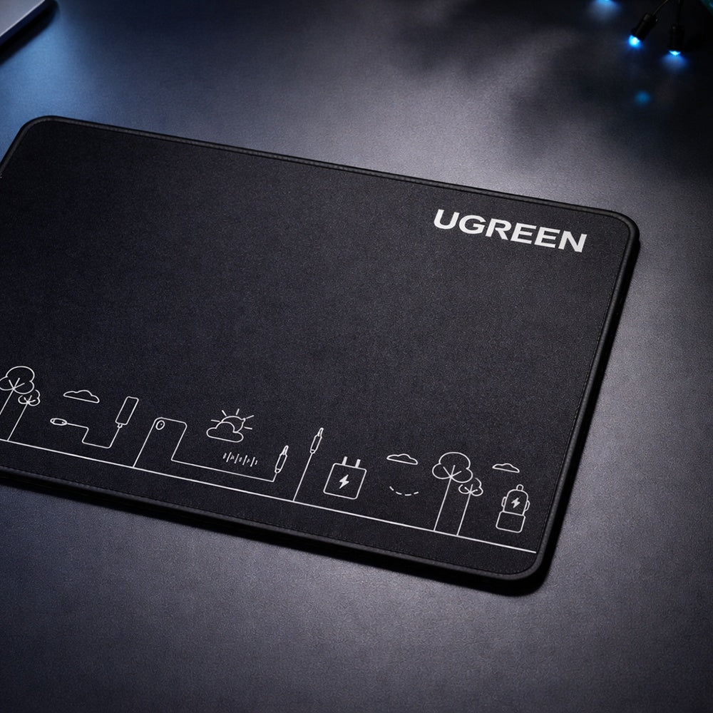Ugreen - Mouse Pad (CY016) - for Gaming, Non-Slip Rubber Base, 260 x 200mm - Black