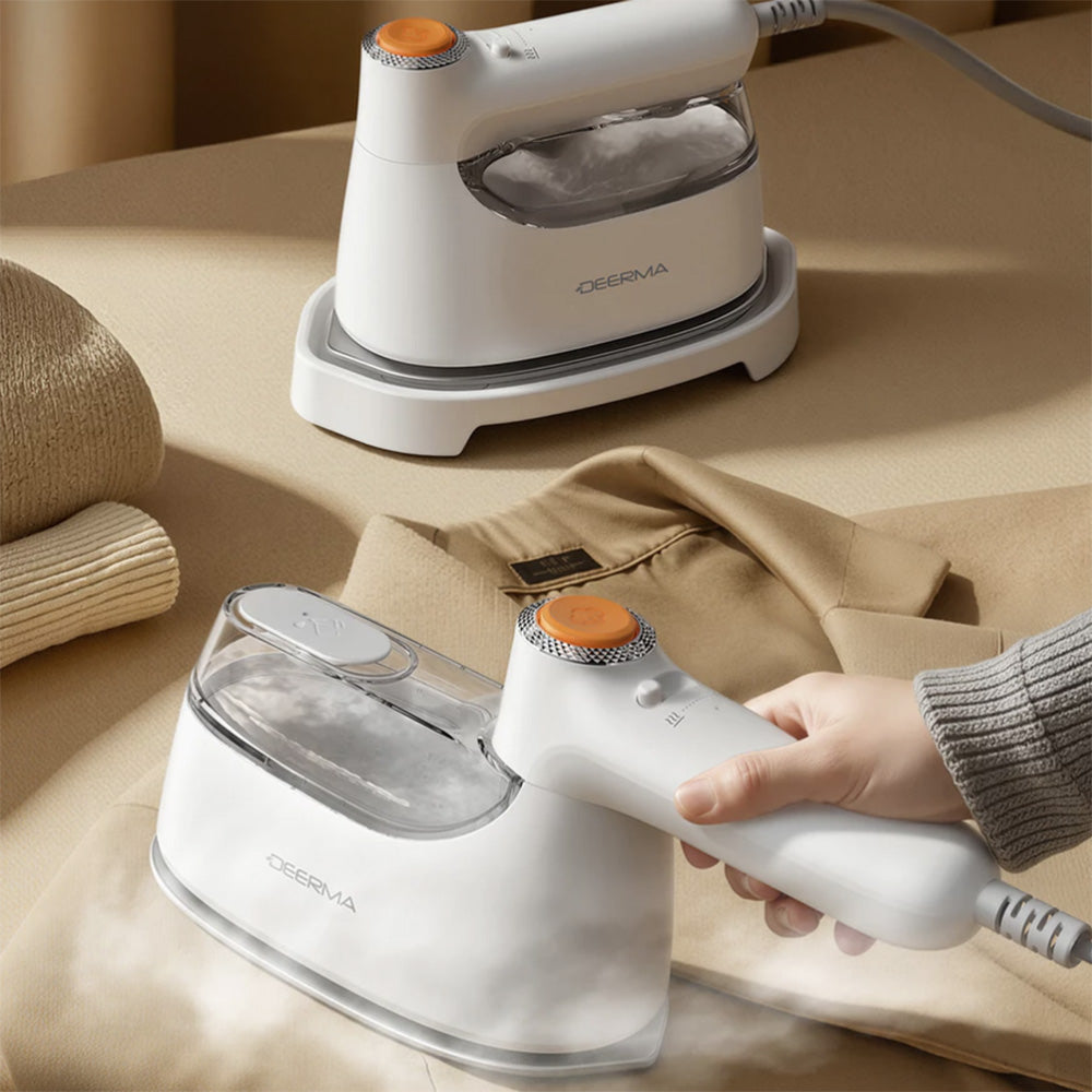 Deerma - Handheld Garment Steamer (GT01) - Portable, 180°C Steam, Ergonomic Handle, 1200W, 25000Pa, Ceramic Panel - Whit