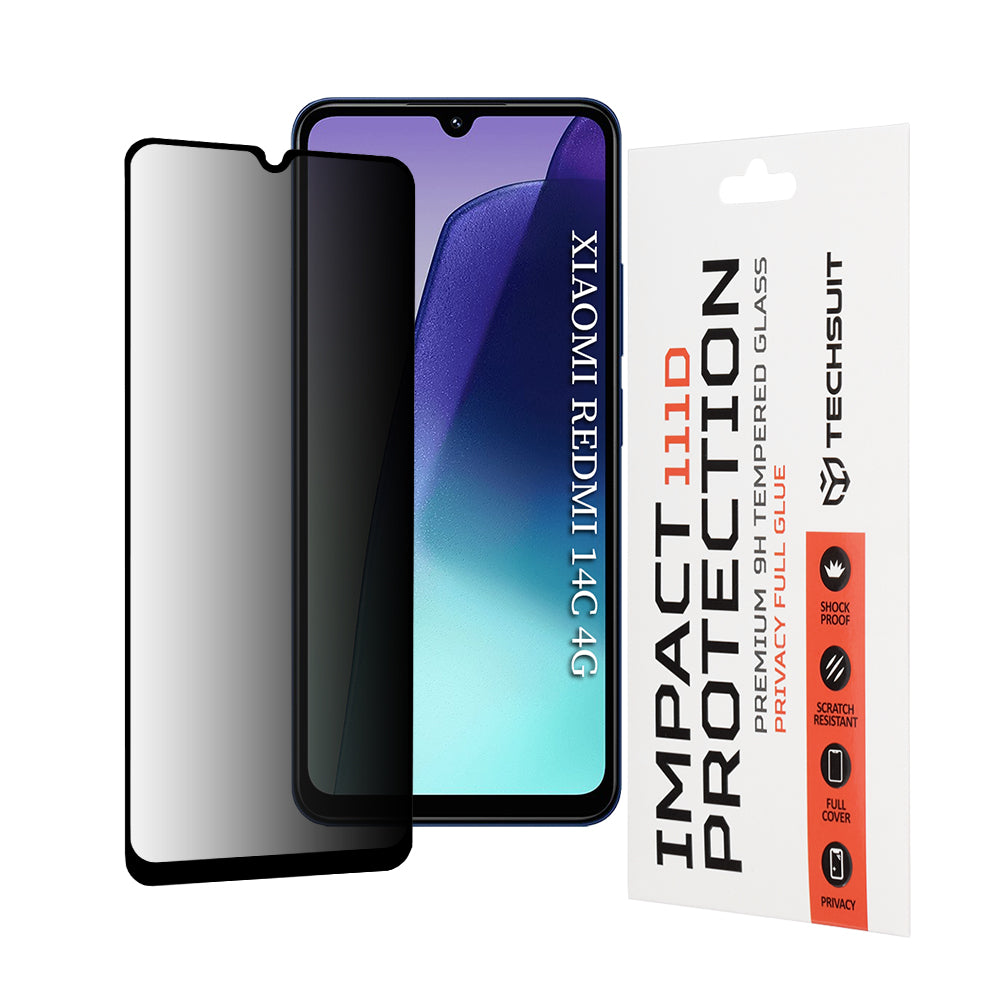 Techsuit - 111D Privacy Full Glue - Xiaomi Redmi 14C / Poco C75 / Xiaomi Redmi A5 4G (Regional) - Black