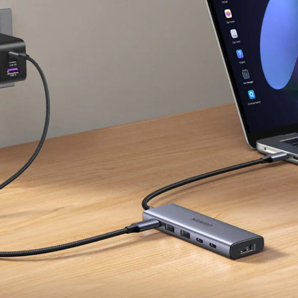 Ugreen - Docking Station CM511 (75586) - USB-C to 2x USB 3.2, DP, 3x USB-C, 10Gbps, 4K@60Hz, PD100W - Gray