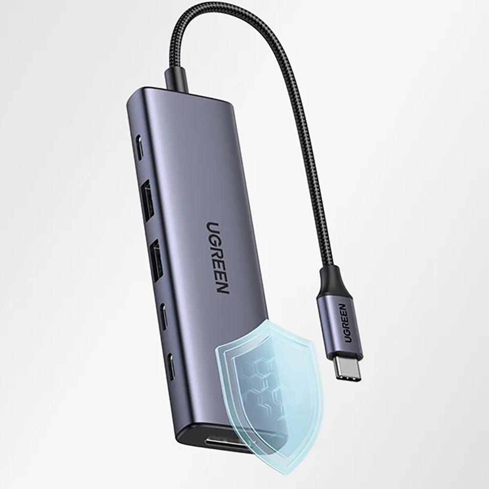 Ugreen - Docking Station CM511 (75586) - USB-C to 2x USB 3.2, DP, 3x USB-C, 10Gbps, 4K@60Hz, PD100W - Gray