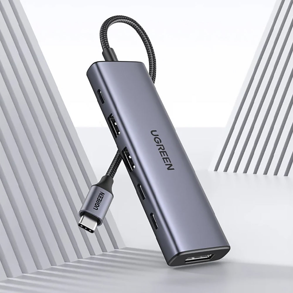 Ugreen - Docking Station CM511 (75586) - USB-C to 2x USB 3.2, DP, 3x USB-C, 10Gbps, 4K@60Hz, PD100W - Gray