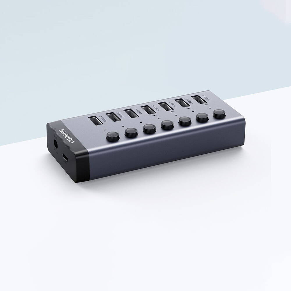 Ugreen Hub/Dock Ugreen Docking Station CM481 (90307), with Power Adapter, Type-C to 7x USB, 5Gbps, Individual Switch/Led