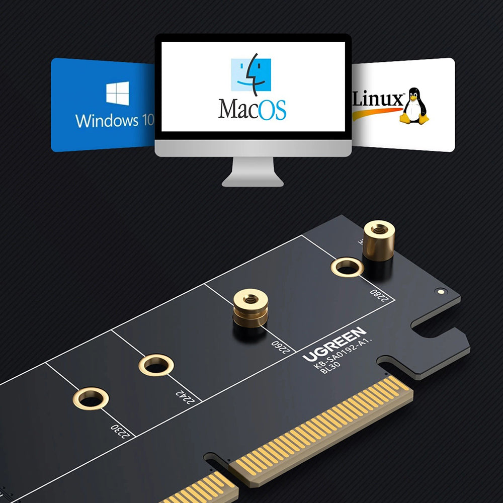 Ugreen - Expansion Card CM465 (30715) - PCIe 4.0 to M.2 NVMe, 64Gbps - Black