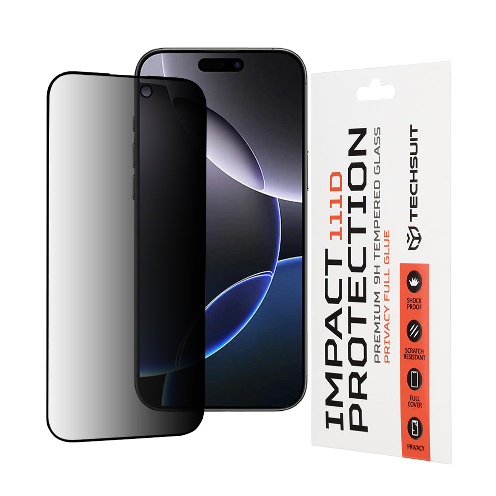 Techsuit - 111D Privacy Full Glue - iPhone 16 Pro Max - Black