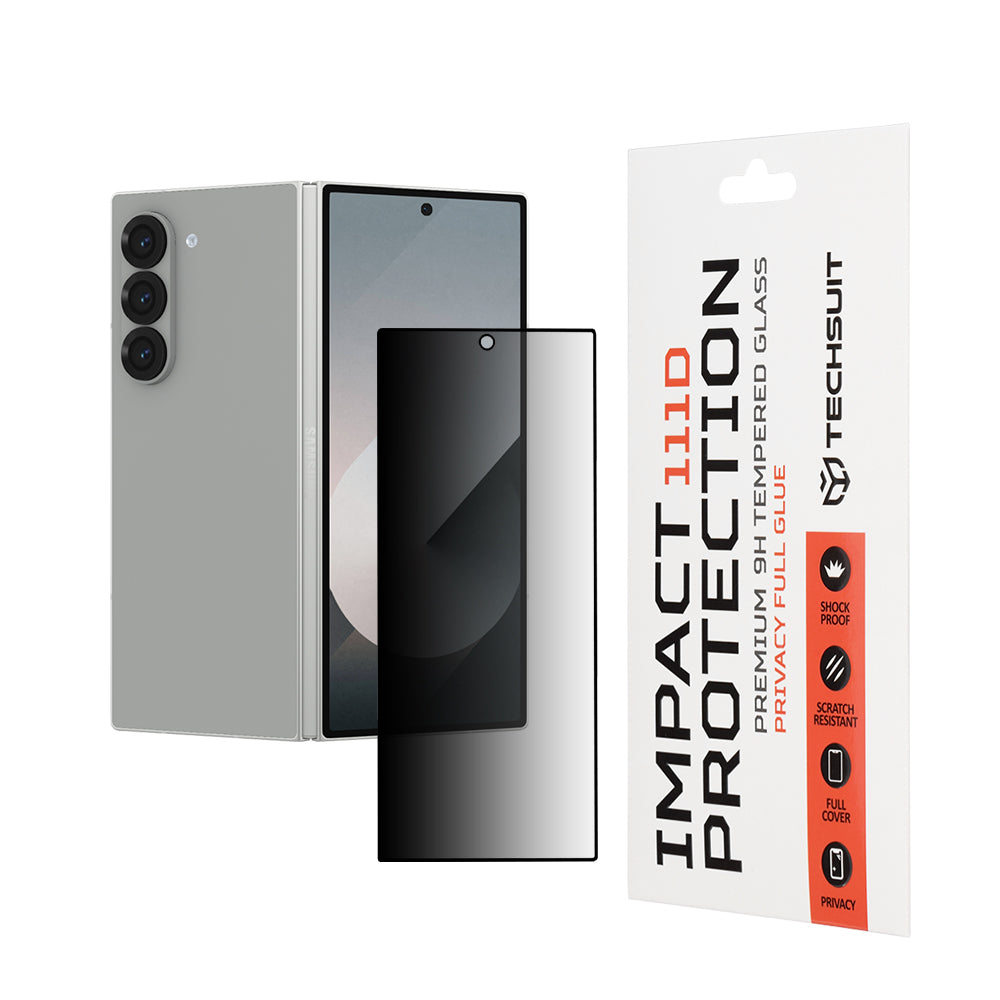 Techsuit - 111D Privacy Full Glue [Outside Screen] - Samsung Galaxy Z Fold6 - Black