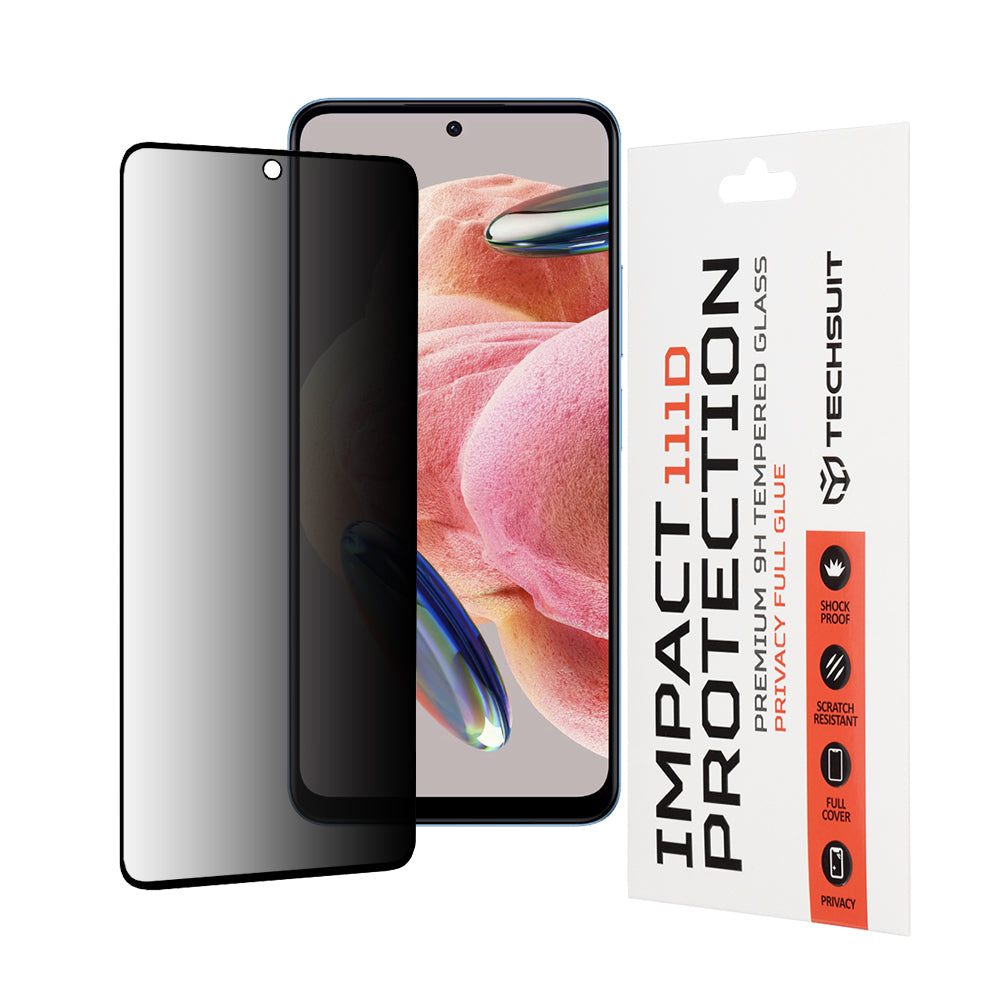 Techsuit - 111D Privacy Full Glue - Xiaomi Redmi Note 12 4G / 12 5G / Poco X5 - Black