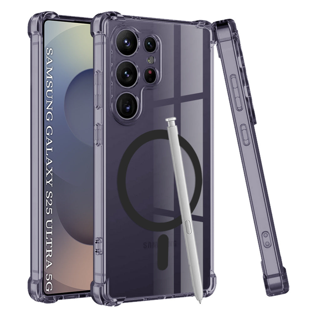 Techsuit - Shockproof Clear Silicone MagSafe - Samsung Galaxy S25 Ultra - Smoke Black