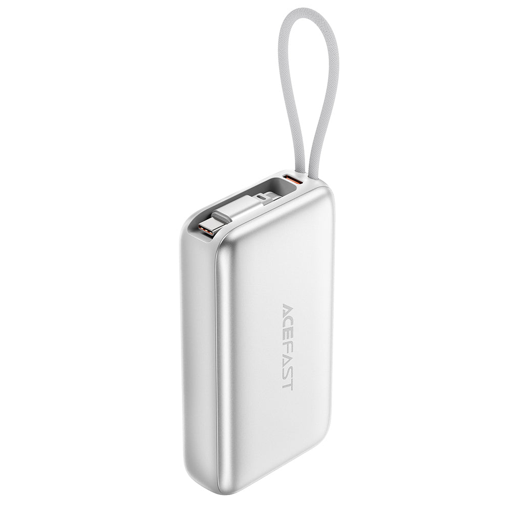 Acefast Baterie externa Acefast (M32), with Telescopic Cable, Type-C, Fast Charge, PD35W, 10000mAh, Argintiu – imagine 2