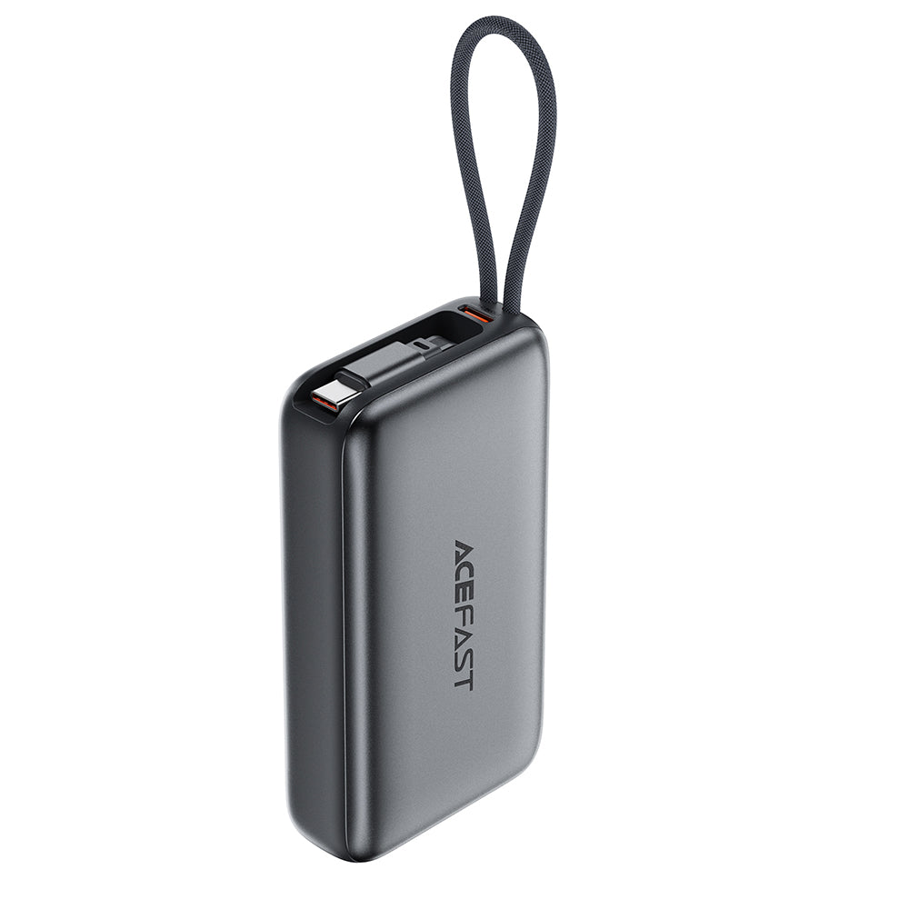 Acefast Baterie externa Acefast (M32), with Telescopic Cable, Type-C, Fast Charge, PD35W, 10000mAh, Metal Gray – imagine