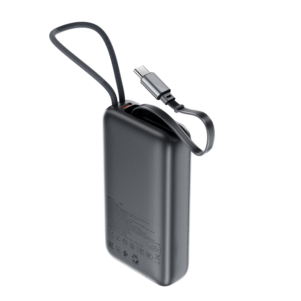 Acefast Baterie externa Acefast (M32), with Telescopic Cable, Type-C, Fast Charge, PD35W, 10000mAh, Metal Gray – imagine