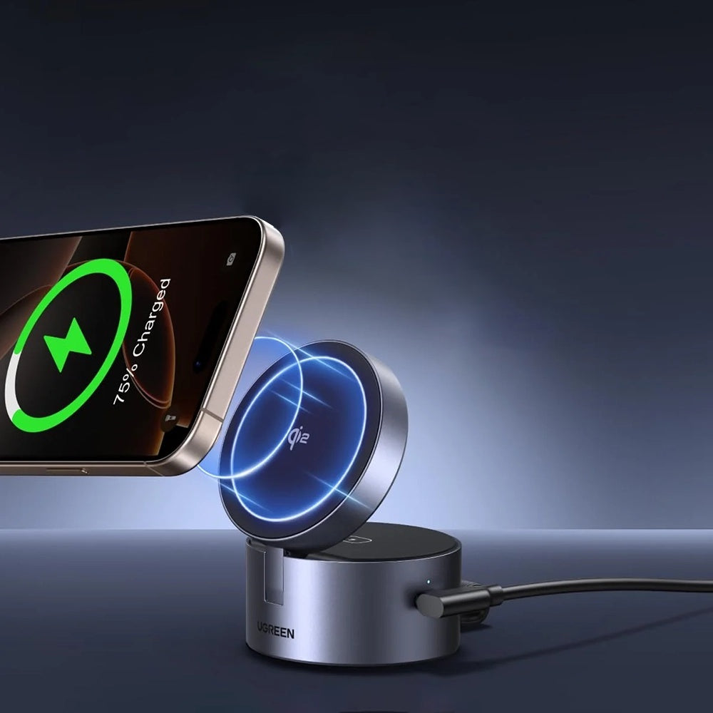 Ugreen - Wireless Charging Station W712 (65148) - MagSafe, Fast Charging, Qi2, 25W, with Wall Charger, 45W, Cable, 60W -