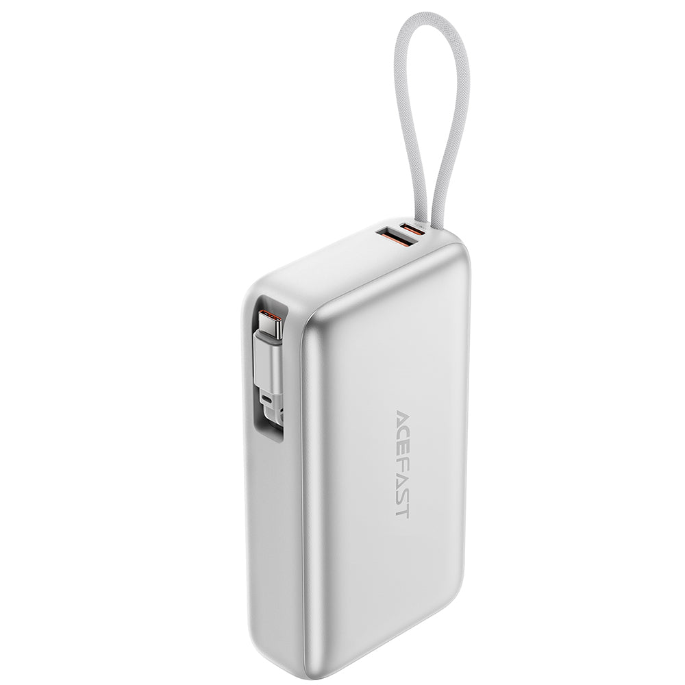 Acefast Baterie externa Acefast (M34), with Telescopic Cable, Type-C, Fast Charge, PD45W, 20000mAh, Argintiu – imagine 2