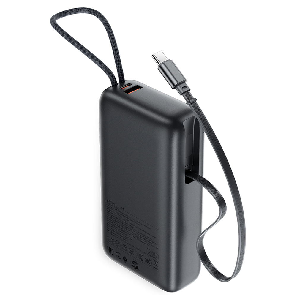 Acefast Baterie externa Acefast (M34), with Telescopic Cable, Type-C, Fast Charge, PD45W, 20000mAh, Gri – imagine 3