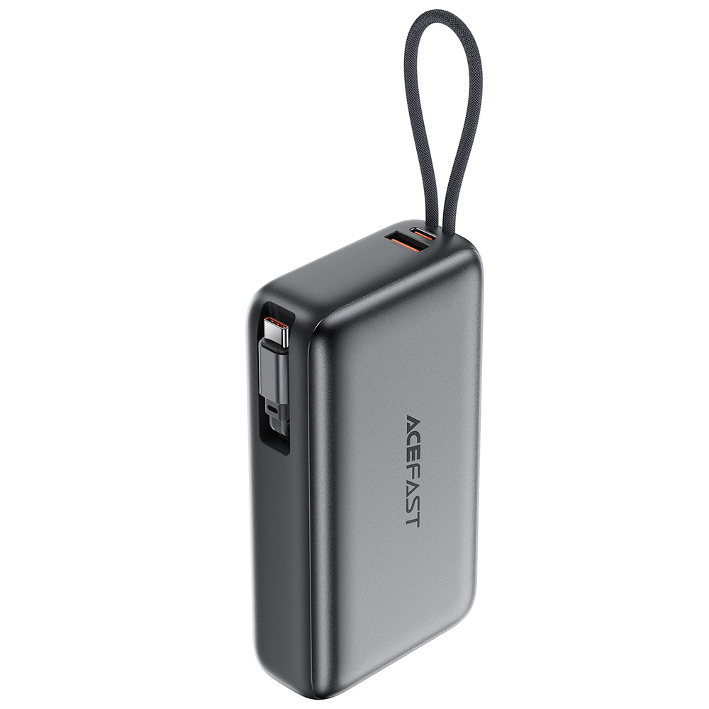 Acefast Baterie externa Acefast (M34), with Telescopic Cable, Type-C, Fast Charge, PD45W, 20000mAh, Gri – imagine 2