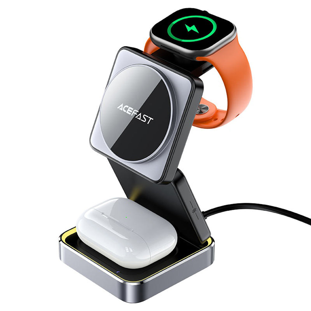 Acefast Incarcator Acefast Charging Station 3in1 (E20), MagSafe for Phone, Earbuds, Apple Watch, 23W, 3A, Foldable, Meta