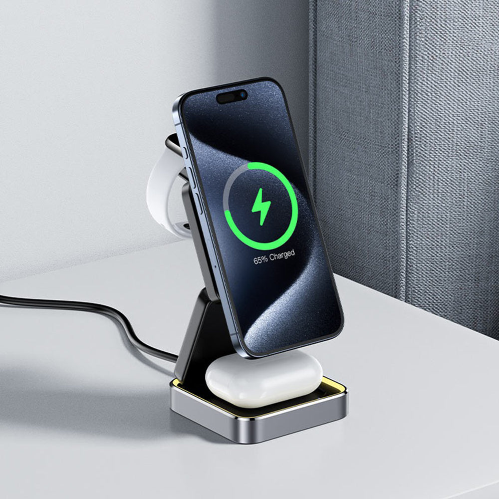 Acefast Incarcator Acefast Charging Station 3in1 (E20), MagSafe for Phone, Earbuds, Apple Watch, 23W, 3A, Foldable, Meta