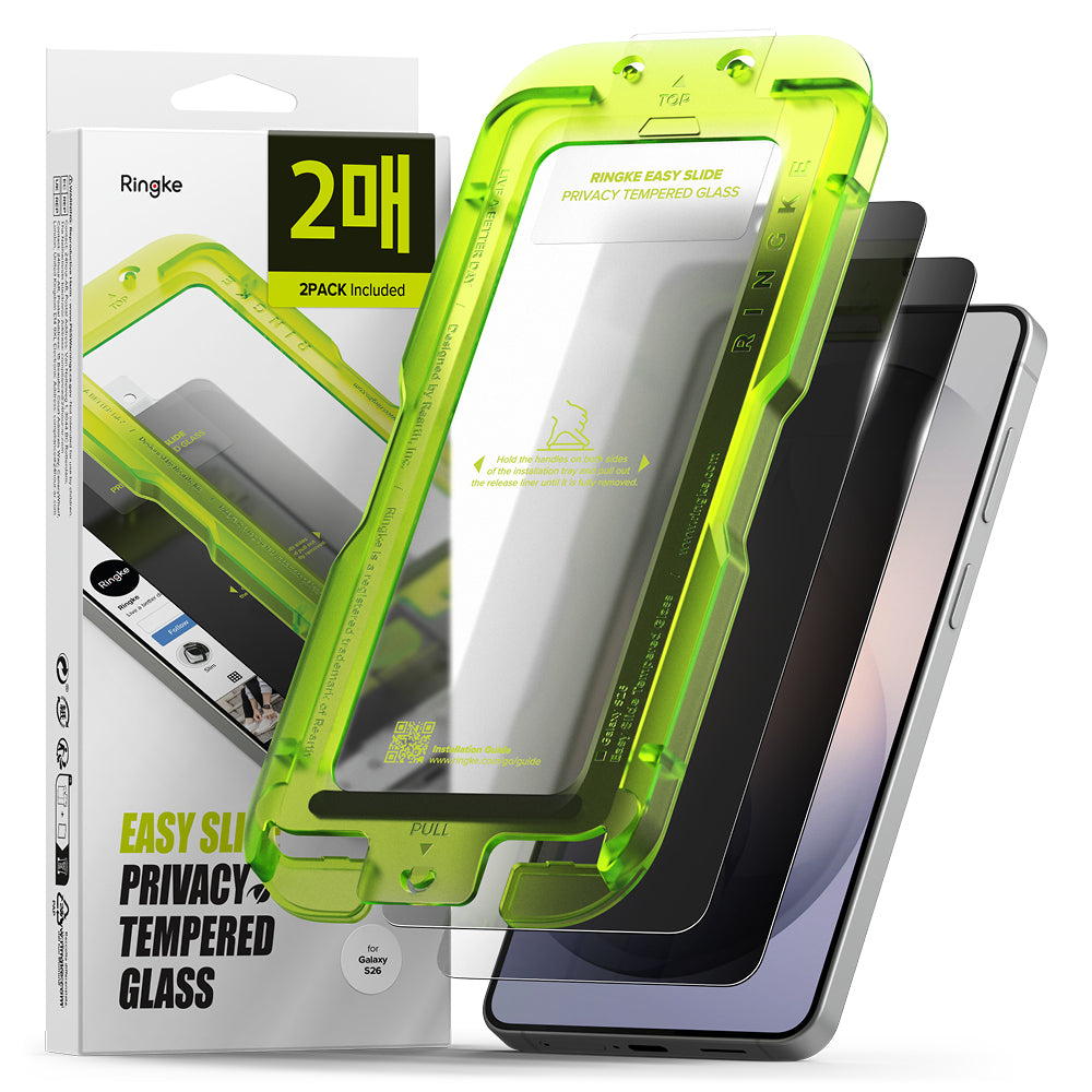 Ringke - Easy Slide Tempered Glass (2 pack) - Samsung Galaxy S26 - Privacy
