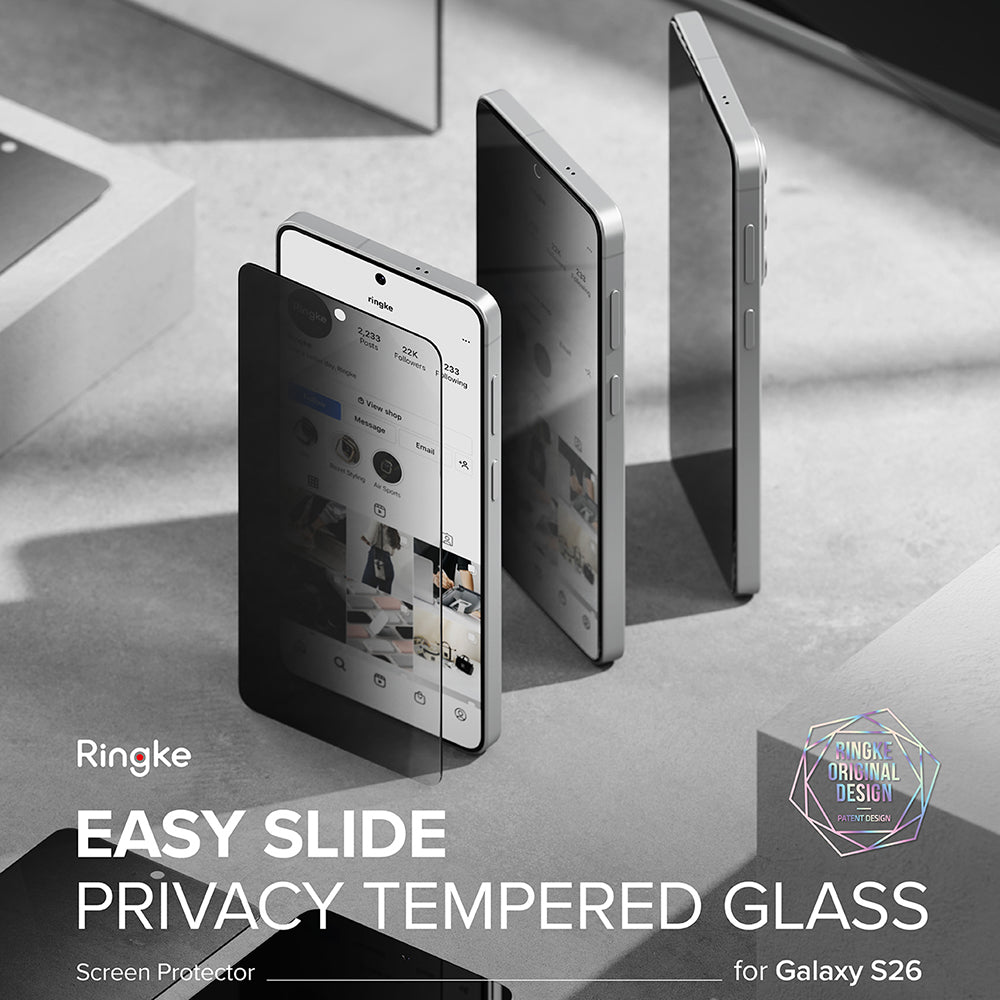 Ringke - Easy Slide Tempered Glass (2 pack) - Samsung Galaxy S26 - Privacy