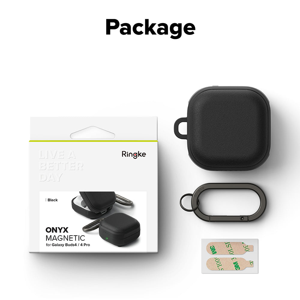 Ringke Casti Ringke Protection Case Onyx Magnetic, for Samsung Galaxy Buds 4 / Buds 4 Pro, Non-Slip Texture, Carabiner H