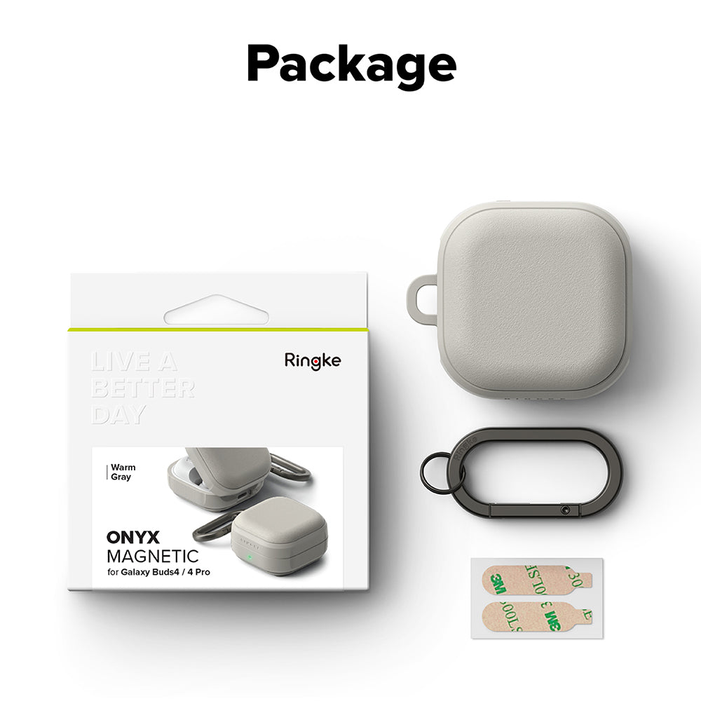 Ringke - Protection Case Onyx Magnetic - for Samsung Galaxy Buds 4 / Buds 4 Pro, Non-Slip Texture, Carabiner Hole - Warm