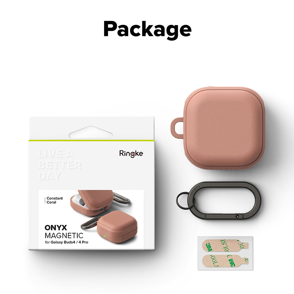 Ringke - Protection Case Onyx Magnetic - for Samsung Galaxy Buds 4 / Buds 4 Pro, Non-Slip Texture, Carabiner Hole - Cons