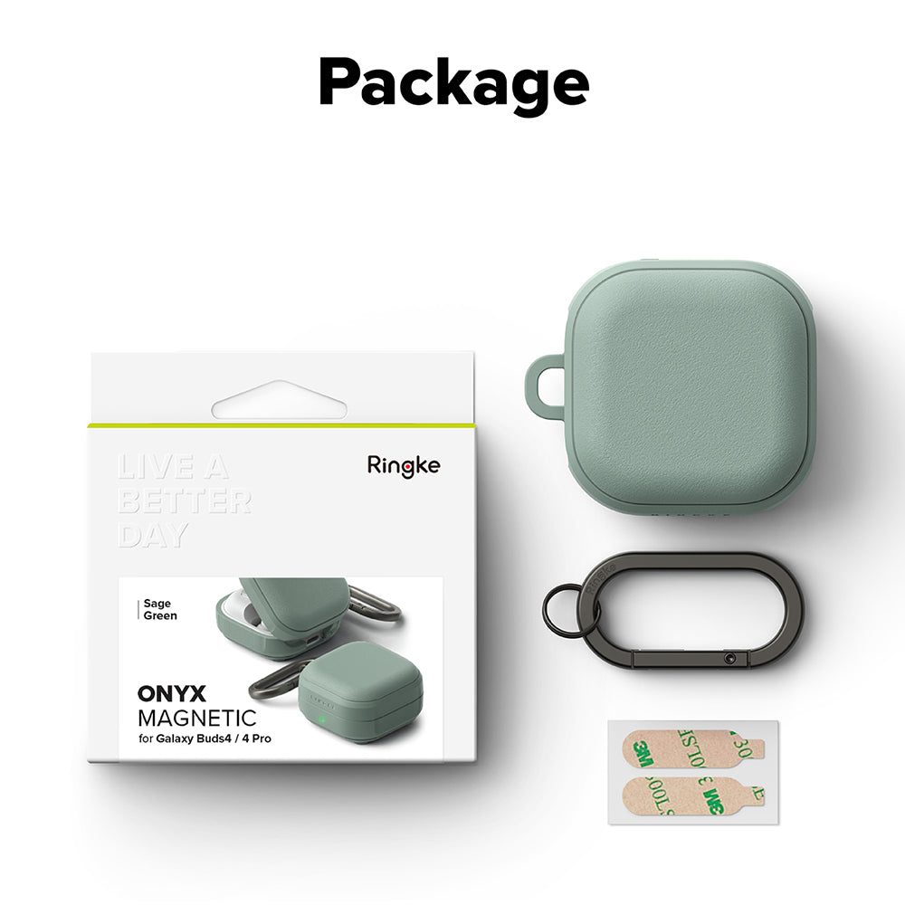 Ringke - Protection Case Onyx Magnetic - for Samsung Galaxy Buds 4 / Buds 4 Pro, Non-Slip Texture, Carabiner Hole - Sage