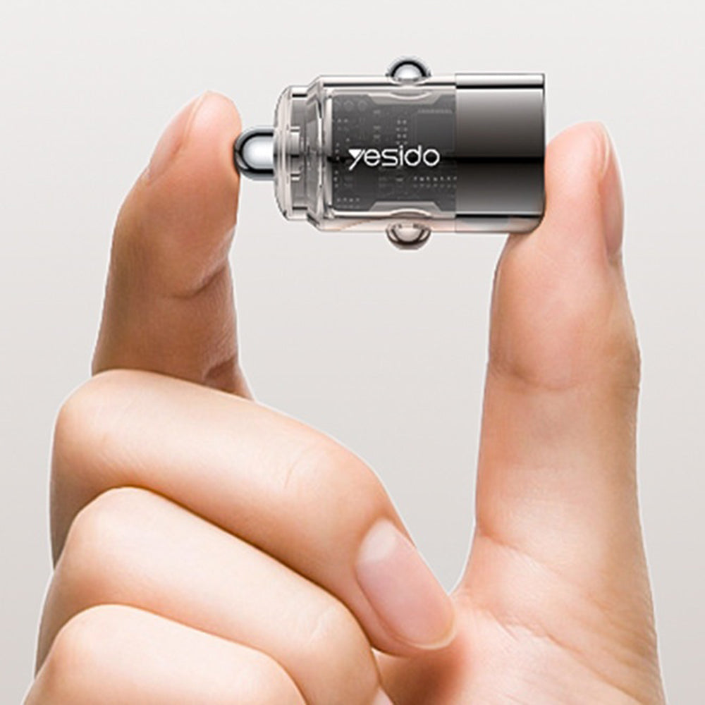 Yesido - Hidden Car Charger (Y67) - Type-C, PD45W, Aluminum Alloy, Super Fast Charging - Black