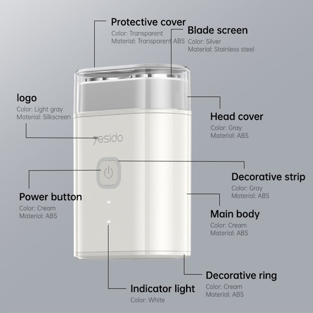 Yesido - Electric Shaver (MG20) - Type-C, 3200RPM, 400mAh - White