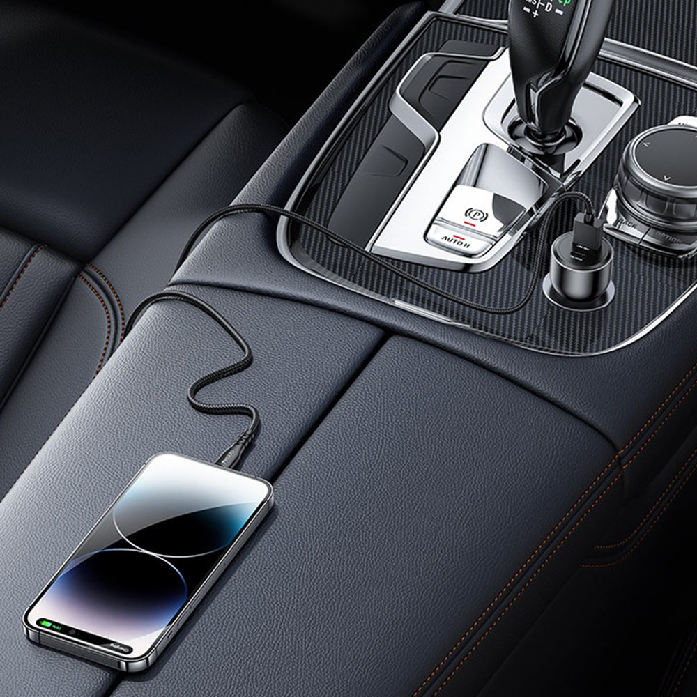 Yesido - Car Charger (Y65) - Dual-Port USB-A + Type-C, PD100W, Aluminum Alloy, Super Fast Charging - Black