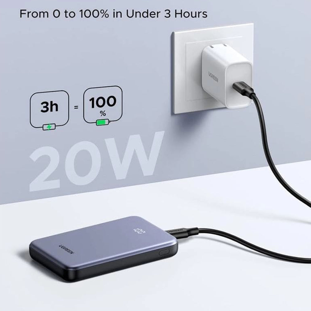 Ugreen - Power Bank PB507 (75131B) - Fast Charging, Digital Display, USB, Type-C, 22.5W, 10000mAh - Grey