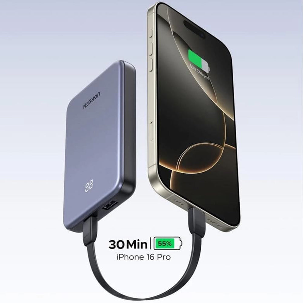 Ugreen - Power Bank PB507 (75131B) - Fast Charging, Digital Display, USB, Type-C, 22.5W, 10000mAh - Grey