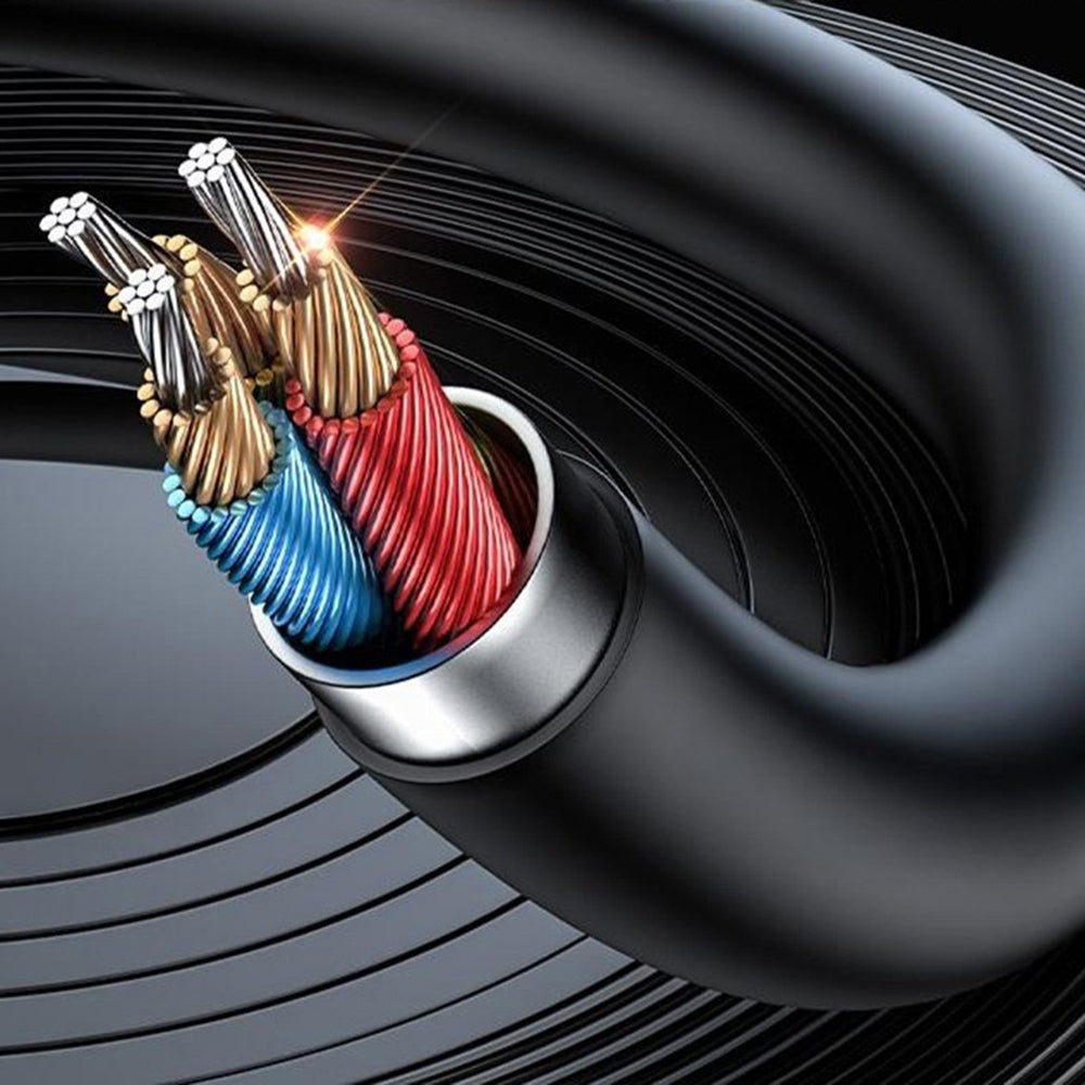 Yesido - Audio Cable (YAU82) - Bluetooth Car Player, USB to Jack 3.5mm, Coil Design, Nylon Braided, 1.4m - Black