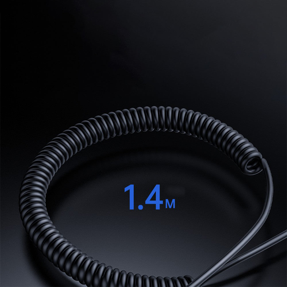 Yesido - Audio Cable (YAU82) - Bluetooth Car Player, USB to Jack 3.5mm, Coil Design, Nylon Braided, 1.4m - Black