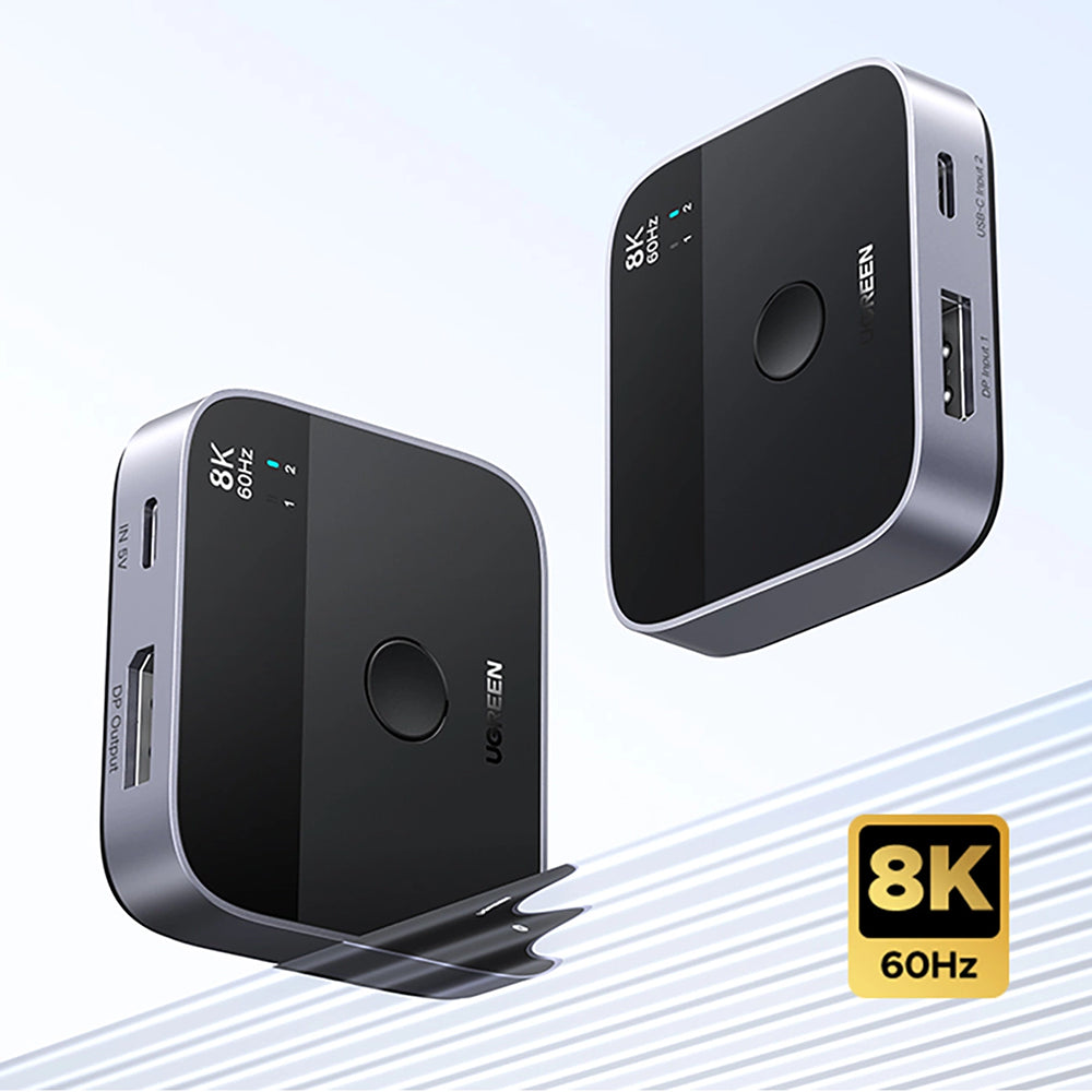 Ugreen - Adapter (65878) - Switch Type-C, DP to Type-C, DP, UHD 4K@240Hz, 3D HDR, Plug&Play, Stable Transmission - Black