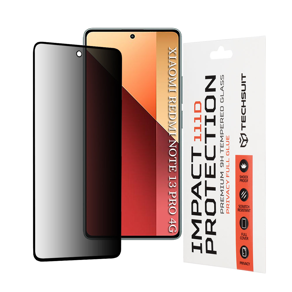 Techsuit - 111D Privacy Full Glue - Xiaomi Redmi Note 13 Pro 4G / Poco M6 Pro 4G - Black