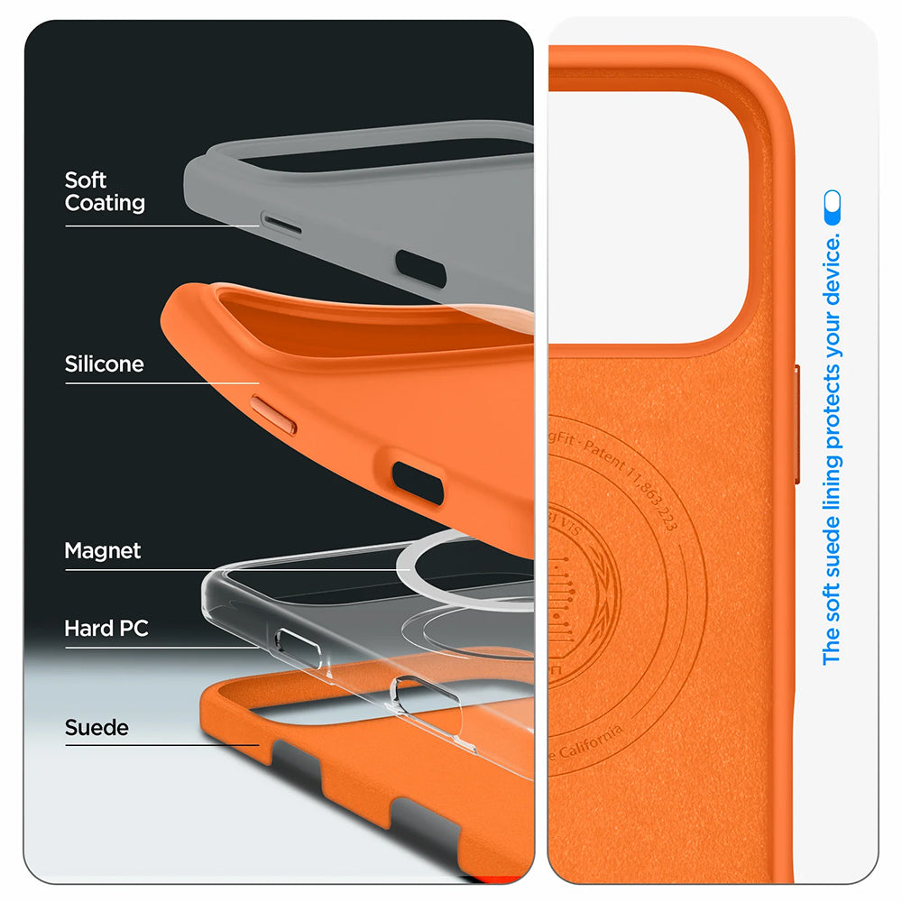 Spigen Husa de protectie Spigen Silicone Fit MagSafe (ACS11379) compatibil cu iPhone 17 Pro, Cosmic Orange – imagine 4