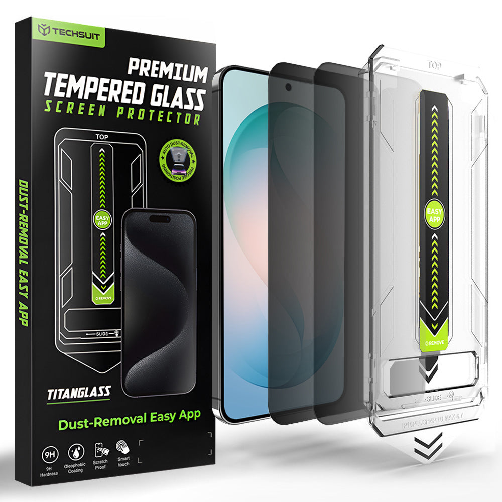 Techsuit - [Fingerprint Unlock Compatible] TitanGlass CrystalHD (2 pack) - Samsung Galaxy S26 Plus - Privacy